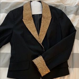 Anthropologie Lil black blazer with gold sequins